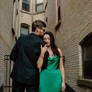 Green Satin Intermix Dress